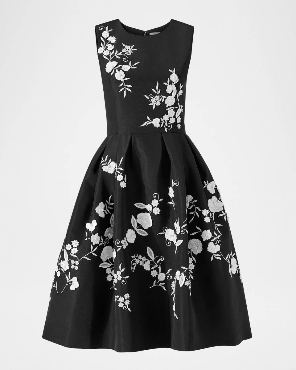 Floral Embroidered Sleeveless Fit-&-Flare Dress